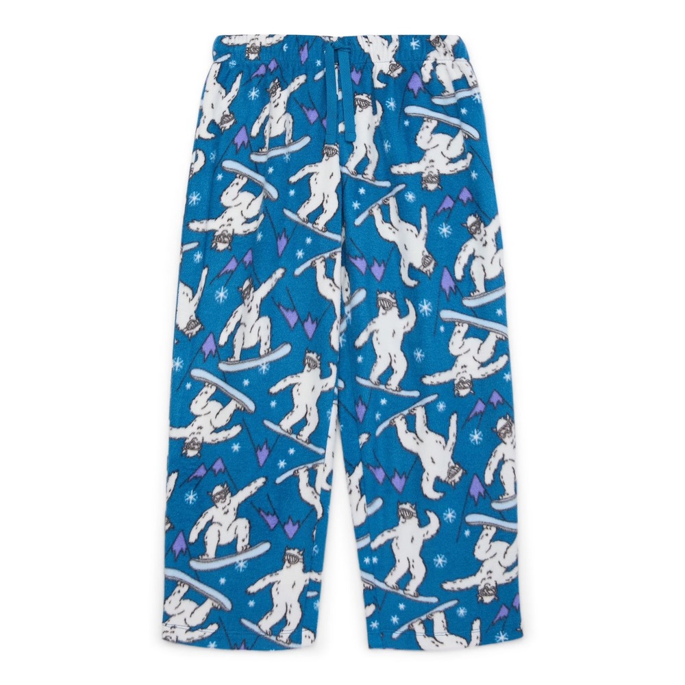 Holiday Time Kids XS 4-5 Blue Snowboarding Yeti Fleece Pajama Pants Sleepwear